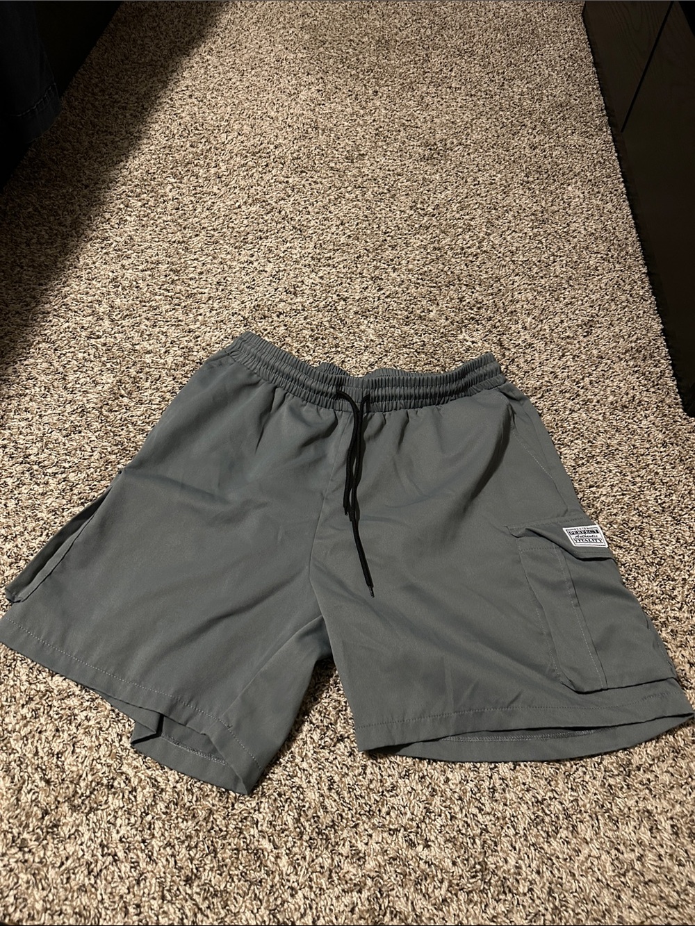 Men's Elastic Waist Cargo Shorts - Gray